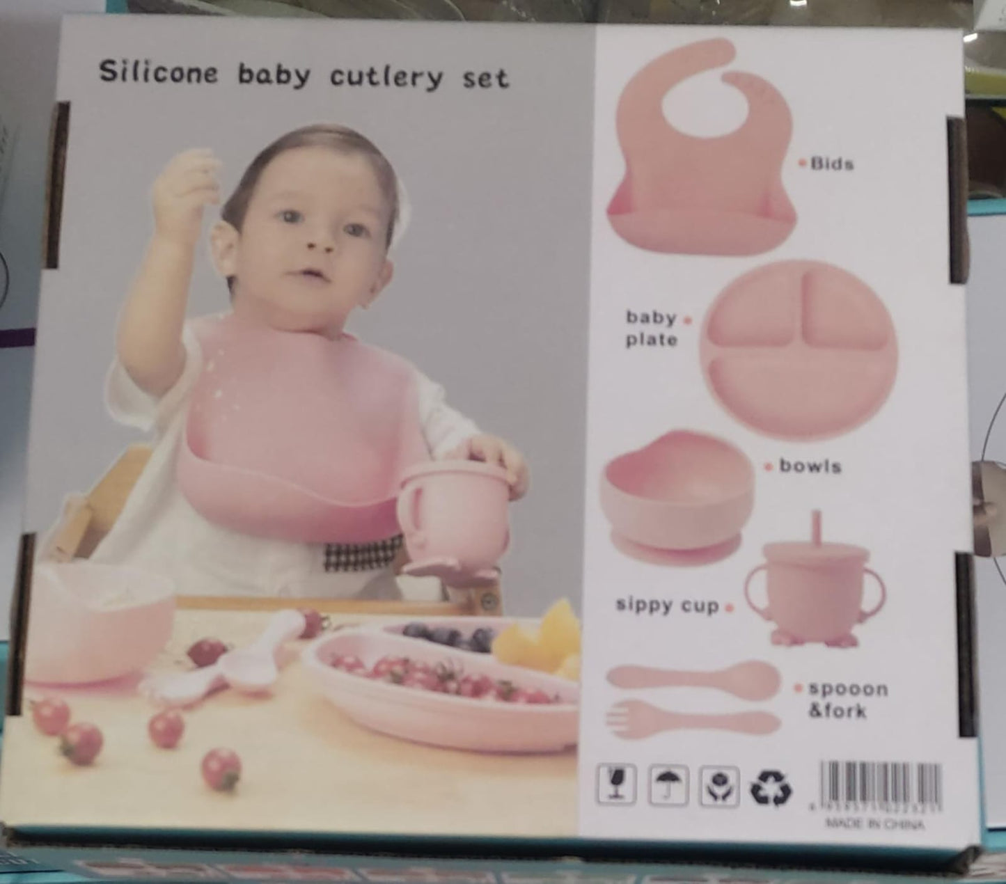 SILICONE 8 PCS CUTLERY SET FOR BABY