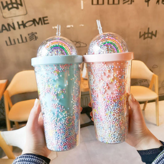 UNICORN RAINBOW LAYER STRAW GLASS