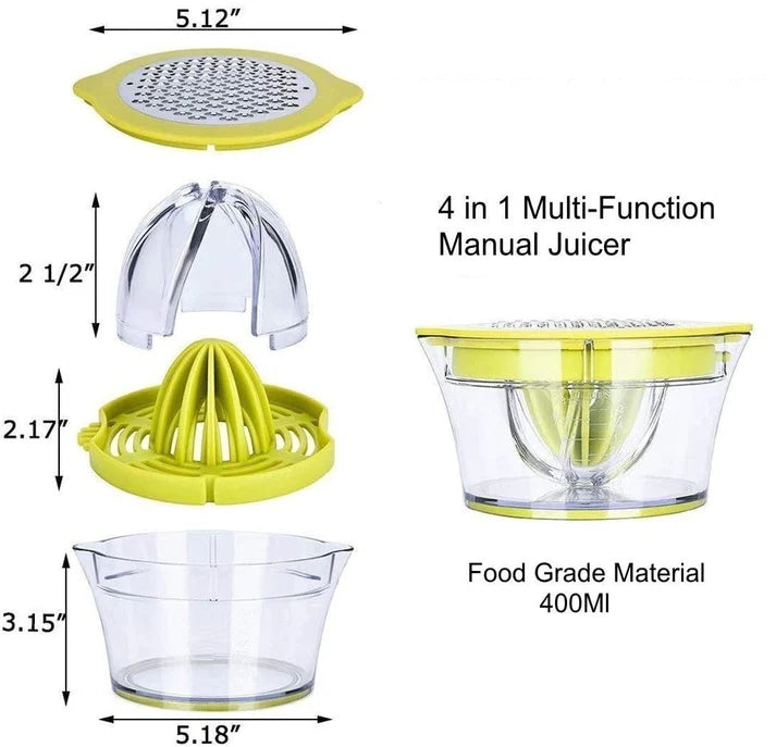 Premium Reamer Fruit With Built-In-Measuring Cup And Grater Slice Extraction EGG Separator Green