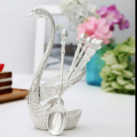 Silver 7 in 1 Swan Table Spoon Set